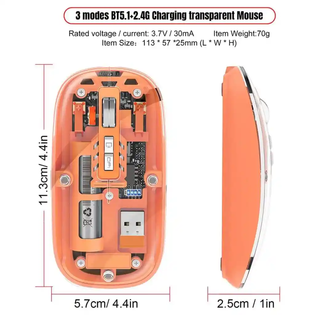 Mouse Transparente Recargable Pixart
