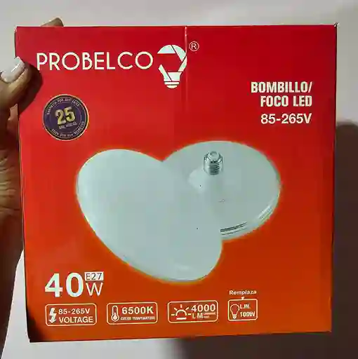Bombillo Foco Led 40w Probelco Redondo Planoahorrador De Energia A+