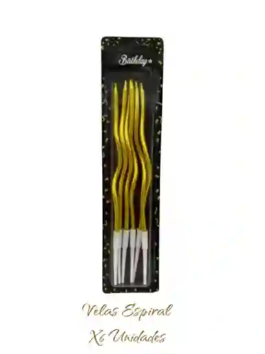 Vela Espiral Dorada Lisa X6 Unidades