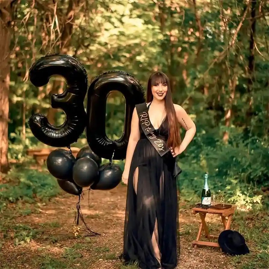 Globo Número Metalizado Negro / 32" Pulgadas X1 Unidad