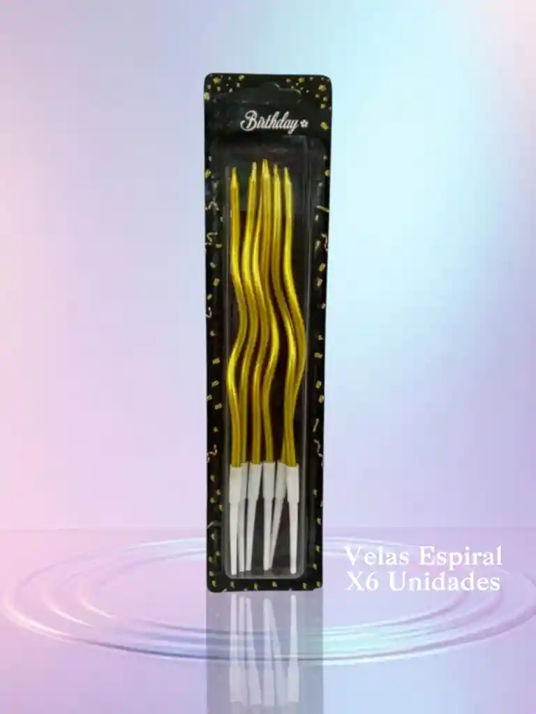 Vela Espiral Dorada Lisa X6 Unidades