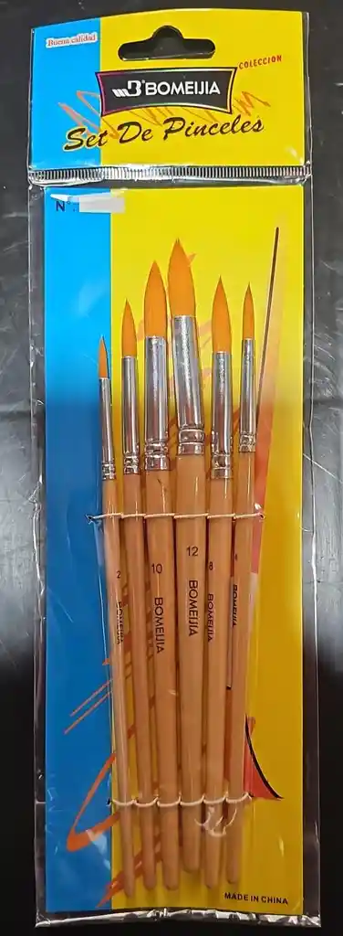 Kit De Pinceles Brochas Arte Dibujo Pulidores X 6 # 2,4,6,8,10,12 Bomeijia
