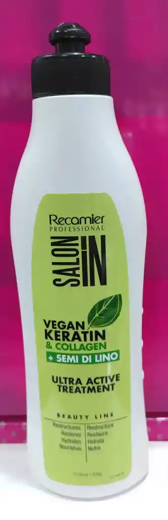 Tratamiento Recamier Salon In Vegan Keratin Collagen + Semilla De Lino 500g