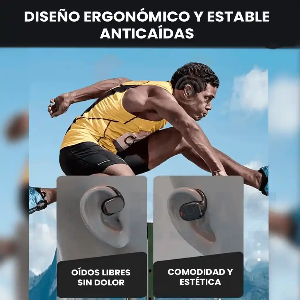 Auriculares Oseos Impermeables Con Microfono + Banco Carga