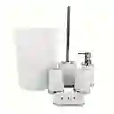 Set Accesorios Baño 6 Pcs Vaso Dispensador Jabón Portacepillo Blanco