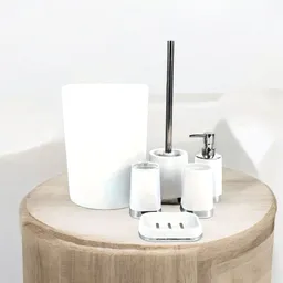 Set Accesorios Baño 6 Pcs Vaso Dispensador Jabón Portacepillo Blanco