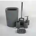 Set Accesorios Baño 6 Pzs Vaso Dispensador Jabón Porta Cepillo Gris