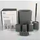Set Accesorios Baño 6 Pzs Vaso Dispensador Jabón Porta Cepillo Gris