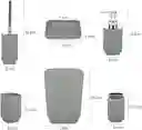 Set Accesorios Baño 6 Pzs Vaso Dispensador Jabón Porta Cepillo Gris