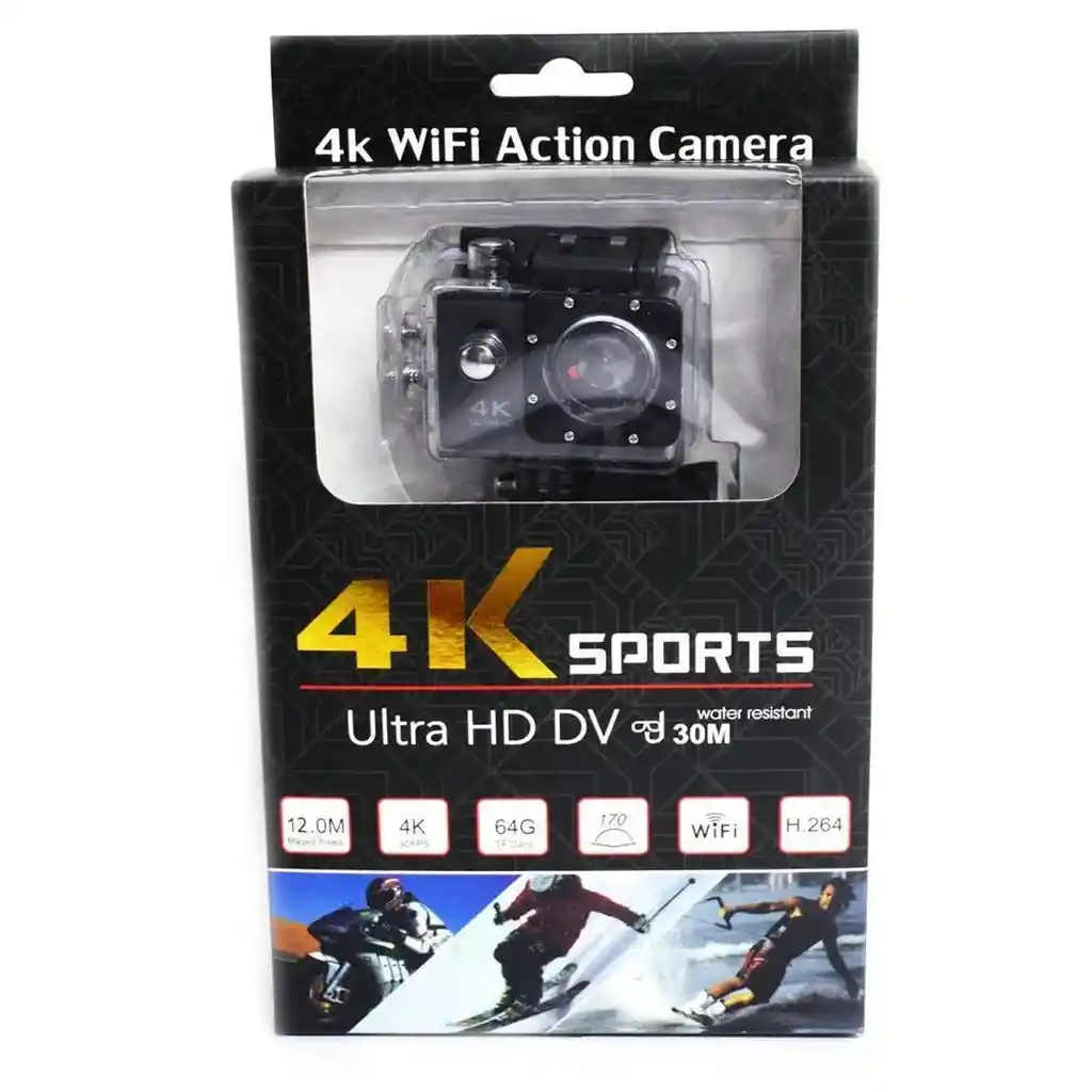 Camara 4k Deportiva Wifi Sumergible 30mt Sports Casco Moto