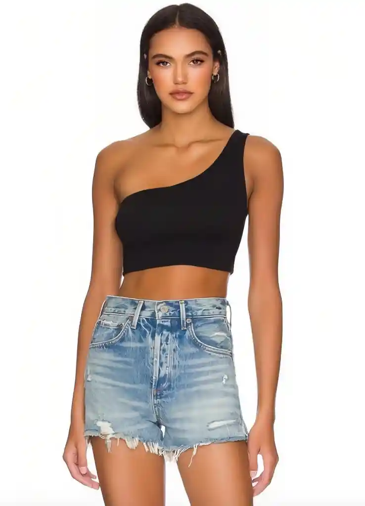 Crop Top Asimetrico Negro Talla S/mnica