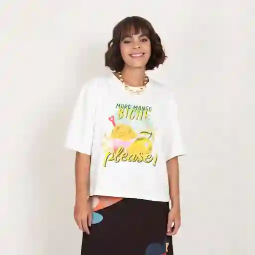 L / Camiseta Mango Biche Woman - Marfil