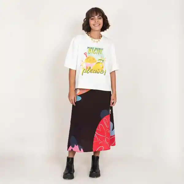 L / Camiseta Mango Biche Woman - Marfil