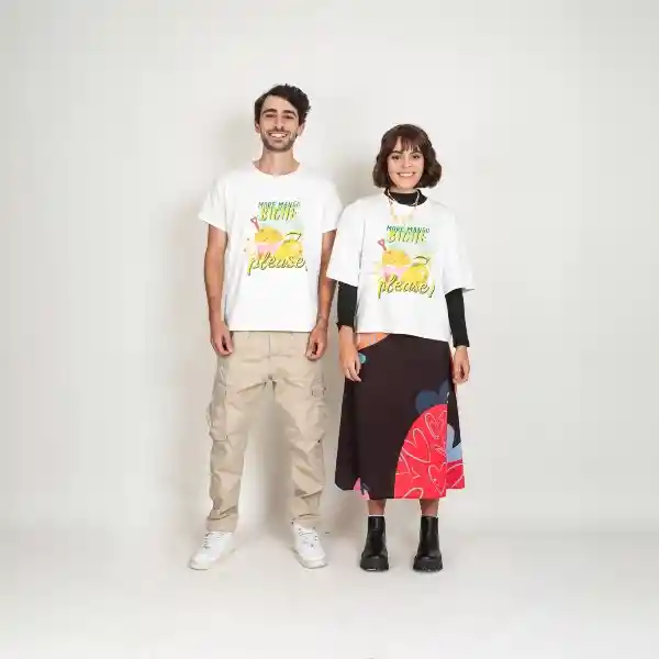 L / Camiseta Mango Biche Woman - Marfil
