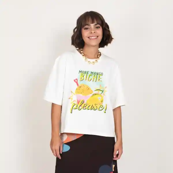 S / Camiseta Mango Biche Woman - Marfil