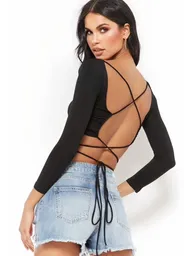 Crop Top Allegra Negro Talla S/m