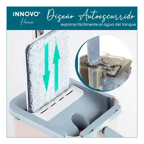 Trapero Plano Con Balde Escurridor Doble Compartimiento Beige 2 Mopas Innovo Home