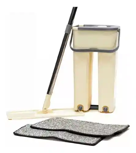 Trapero Plano Con Balde Escurridor Doble Compartimiento Beige 2 Mopas Innovo Home