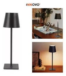 Lampara Led Elegante Mesa Táctil Tonos Innovo Led Recargable Negro