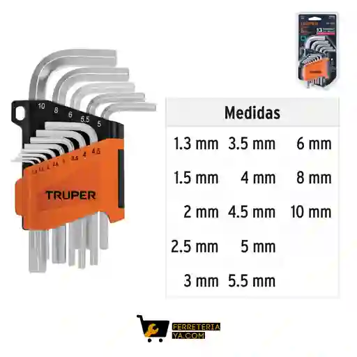 Juego De 13 Llaves Bristol Metricas + Organizador Truper - 15542