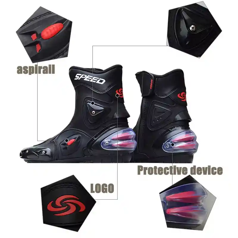 Botas Speed Moto Velocidad Proteccion Cuero Caña Media Disponible Talla 40eu 41eu 42eu 43eu
