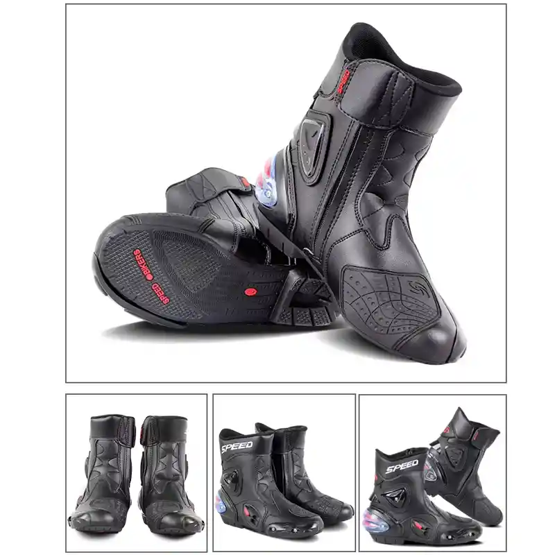 Botas Speed Moto Velocidad Proteccion Cuero Caña Media Disponible Talla 40eu 41eu 42eu 43eu