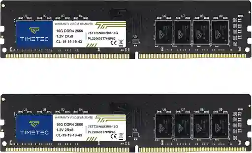Ram 2x16gb 32gb Ddr4 Timetec 2666 Mhz Memoria Escritorio