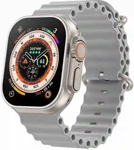 Reloj Inteligente Deportivo Smartwatch T900 Ultra 49mm, Plateado Y Correa Gris