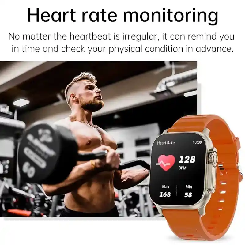 Reloj Inteligente Deportivo Smartwatch T900 Ultra 49mm, Plateado Y Correa Gris