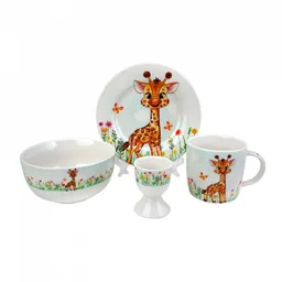 Puesto De Desayuno Expressions Jirafa 4 Pz Ceramica