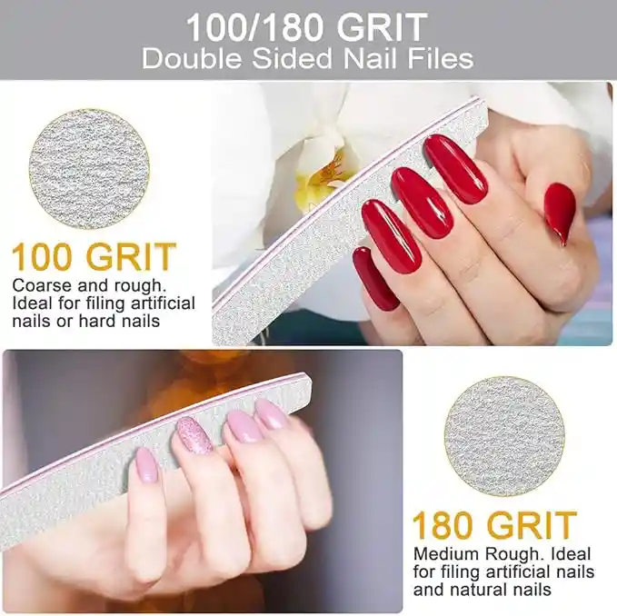 Lima De Uñas Gris Medialuna Gpi 100/180 X 12 Piezas