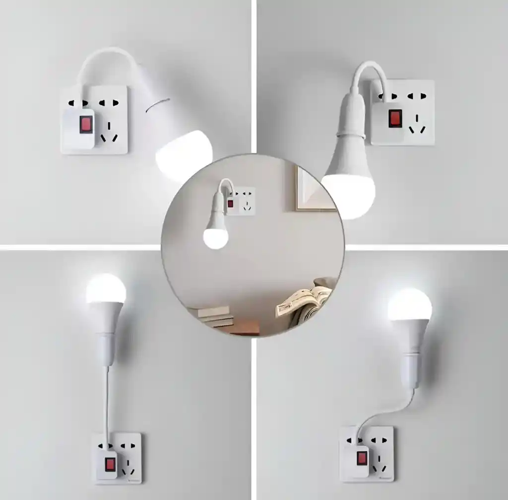 Adaptador Extensor De Bombillo Con Enchufe Interruptor