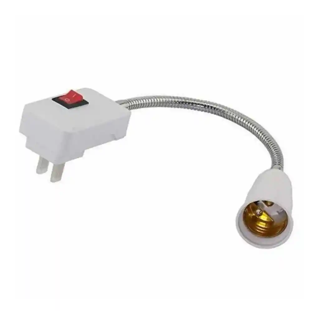 Adaptador Extensor De Bombillo Con Enchufe Interruptor