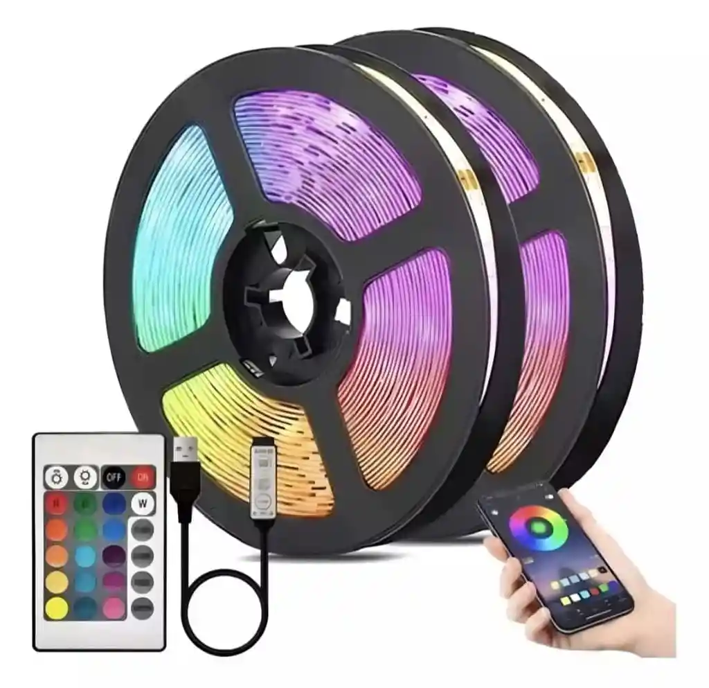Cinta Luz Led Rgb 5050 Multicolor 5mts Control Bluetooth Luz Colores 110v