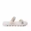 Sandalia Plana Blanco Plata Talla 38