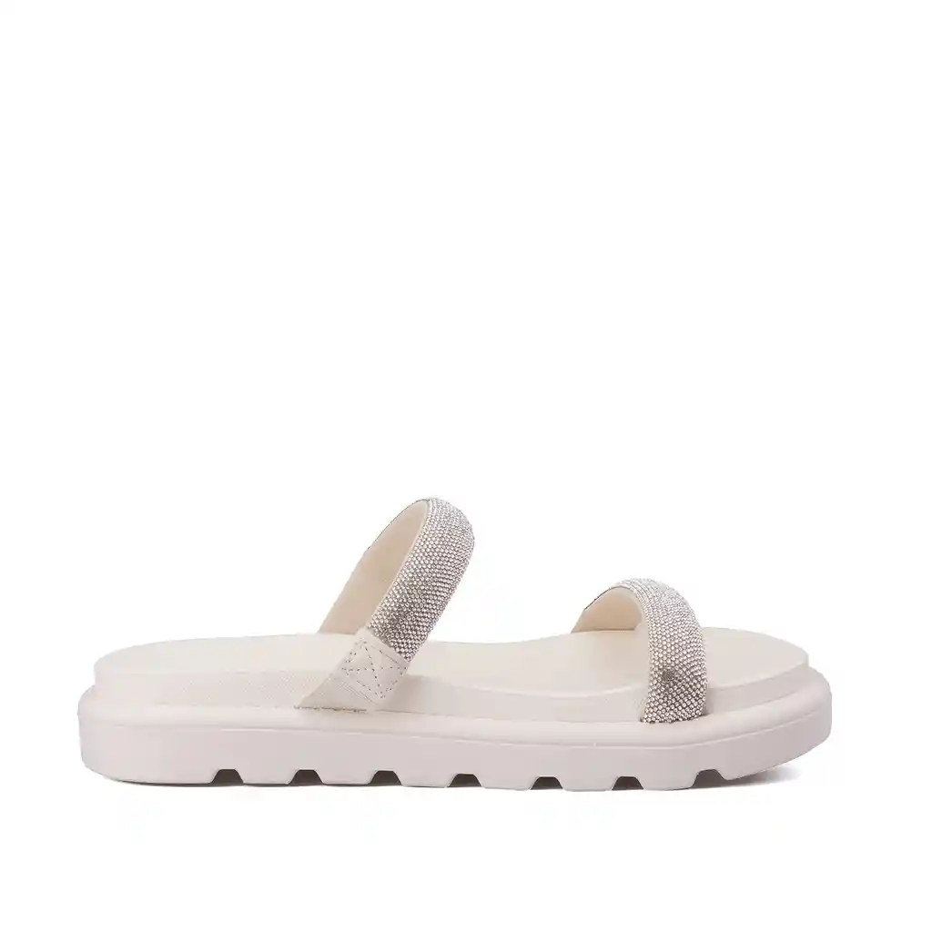 Sandalia Plana Blanco Plata Talla 38