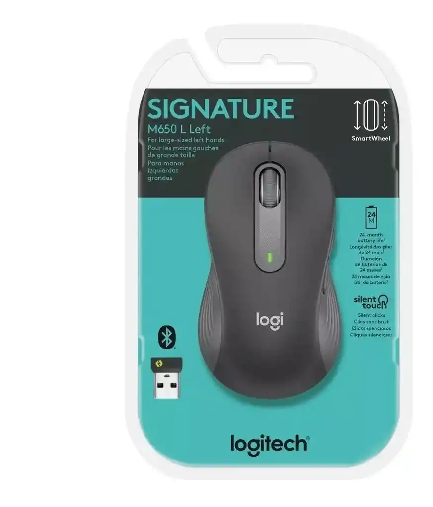Mouse Inalámbrico, Bluetooth Logitech Signature M650 L Zurdo
