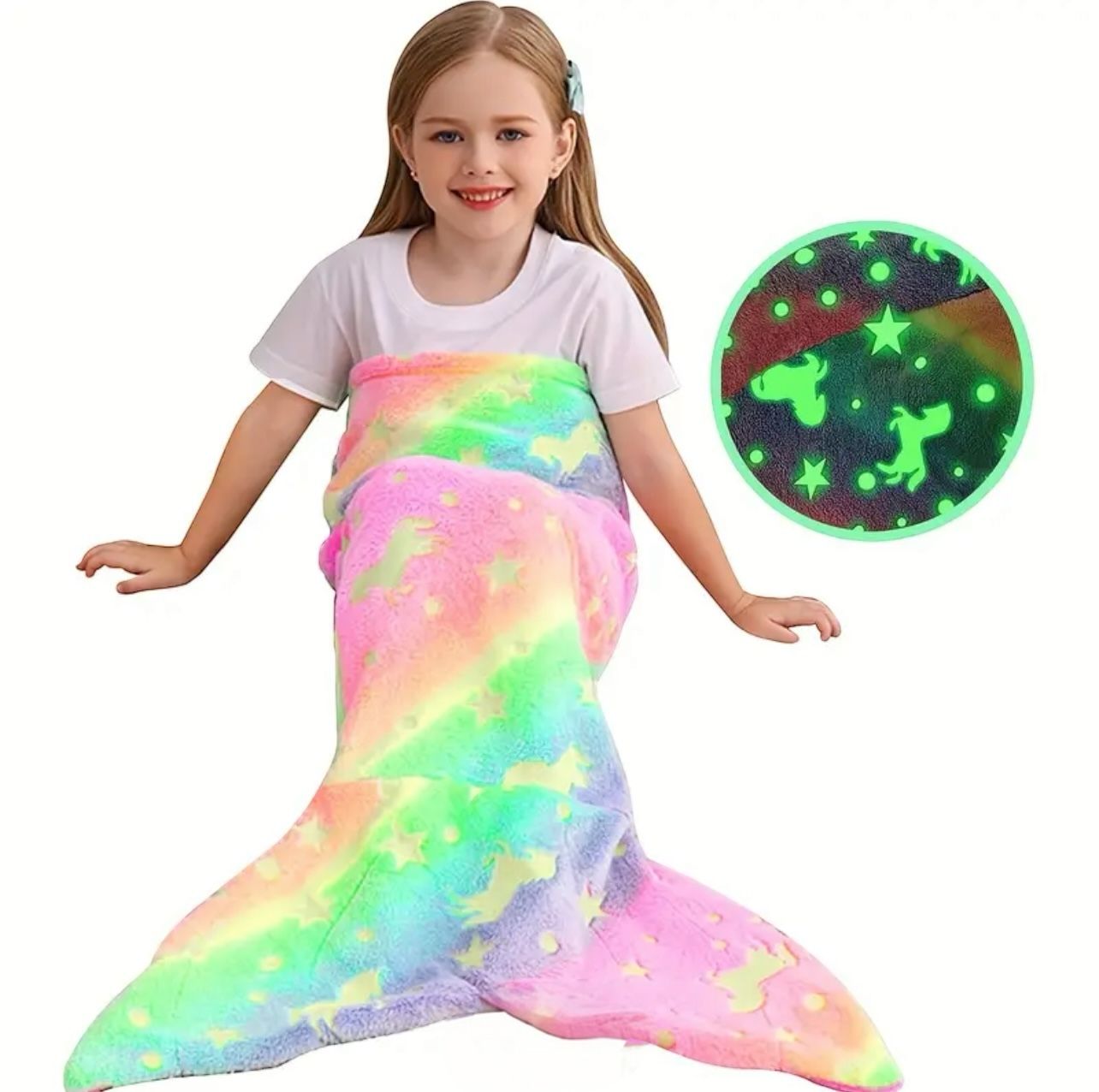 Manta Cola De Sirena De Franela Suave – 55x20 Pulgadas Para Niñas 4-12 Años – Ideal Para Dormir O Disfraz