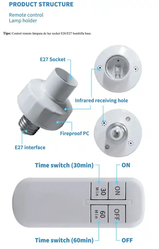 Enchufe Bombillo Control Interruptor Inteligente Bombillo