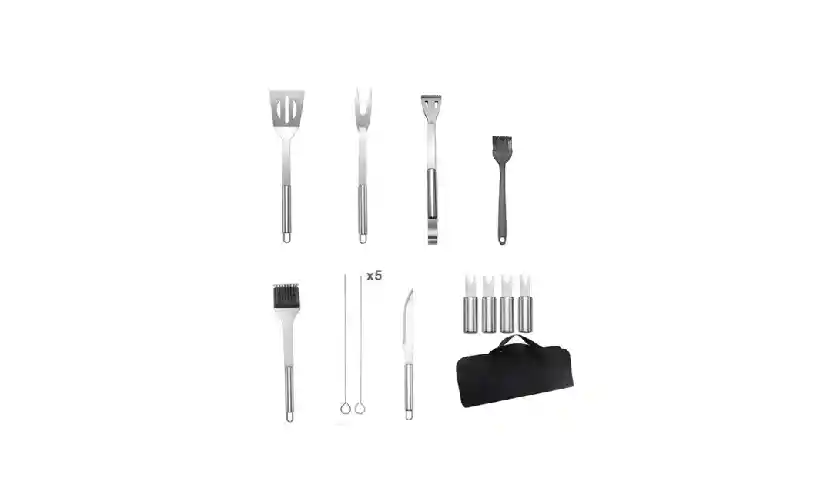 Set Utensilios Asados Parrilero Acero Inoxidable Estuche