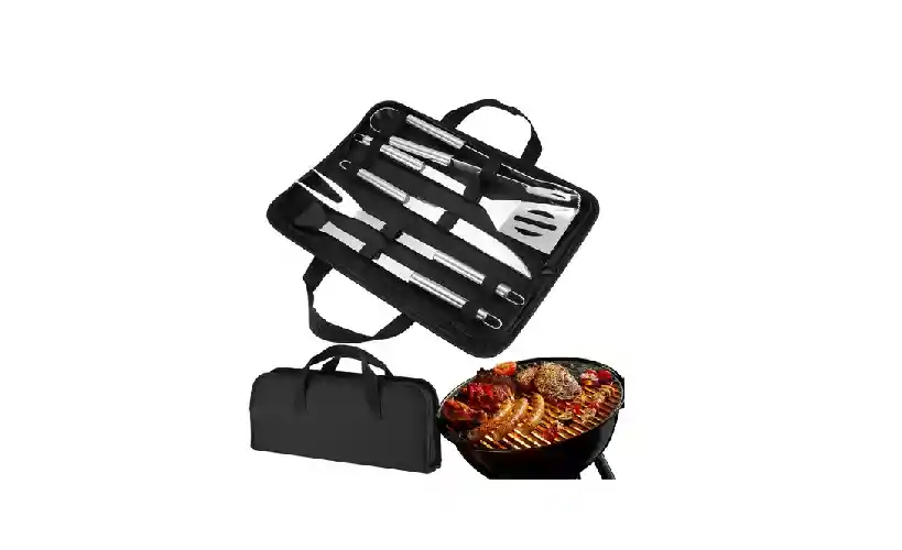 Set Utensilios Asados Parrilero Acero Inoxidable Estuche