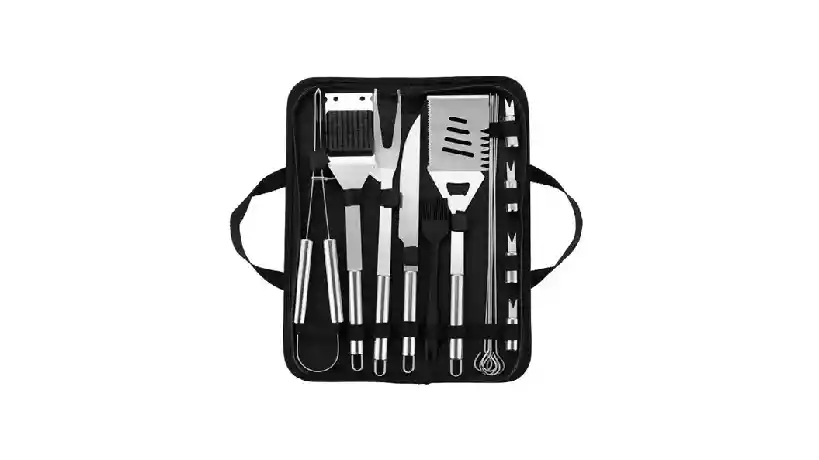 Set Utensilios Asados Parrilero Acero Inoxidable Estuche