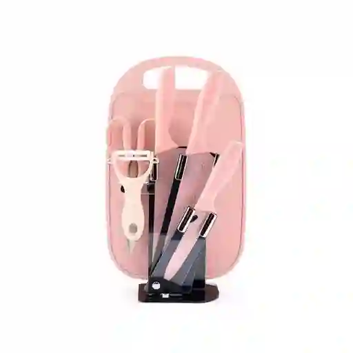 Set Cuchillos Utensilios Cocina Soporte Acrílico X6 Piezas