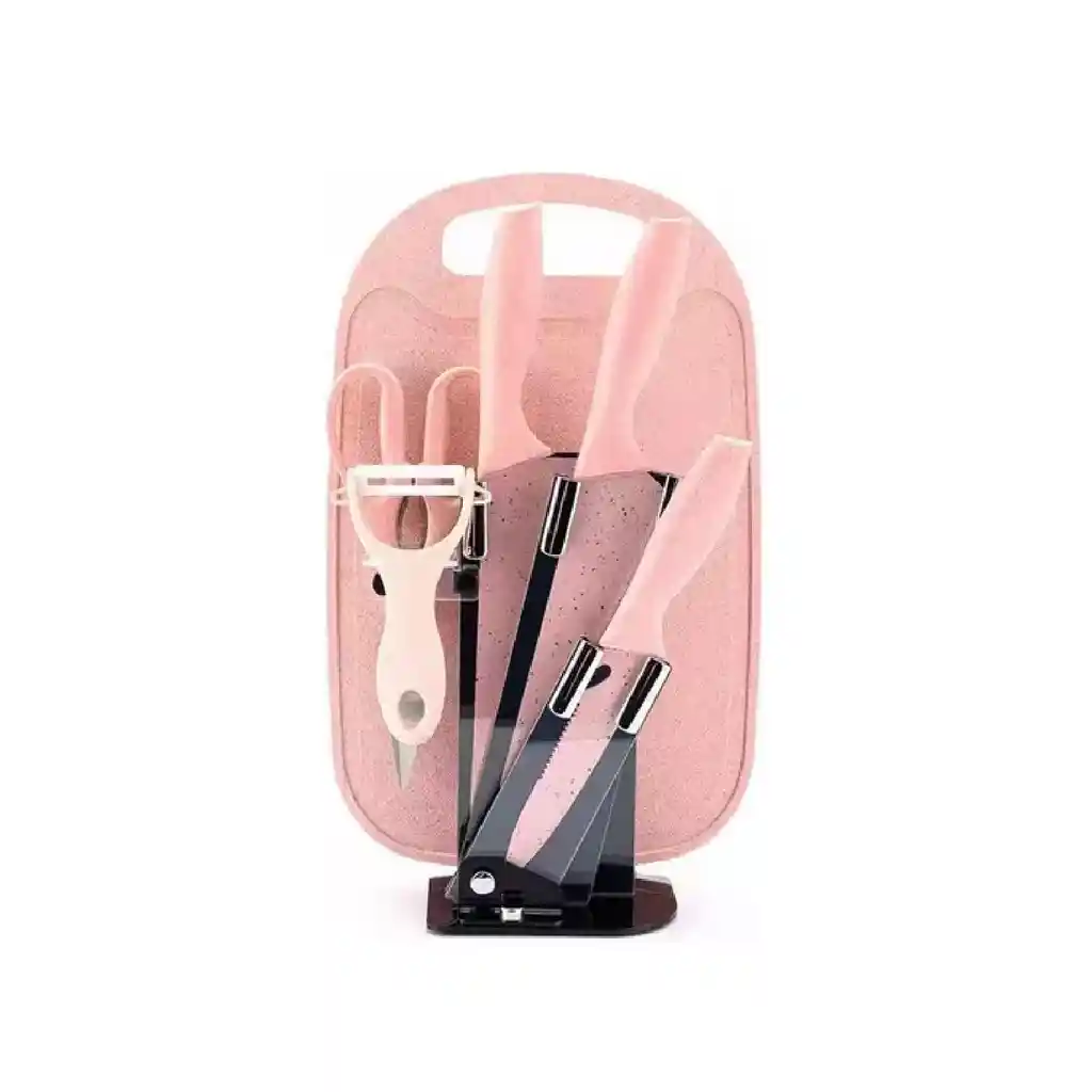 Set Cuchillos Utensilios Cocina Soporte Acrílico X6 Piezas