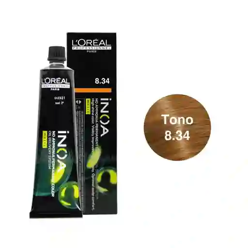 Inoa Tinte Sin Amoniaco Rubio Claro Dorado Cobrizo#8.34 60ml