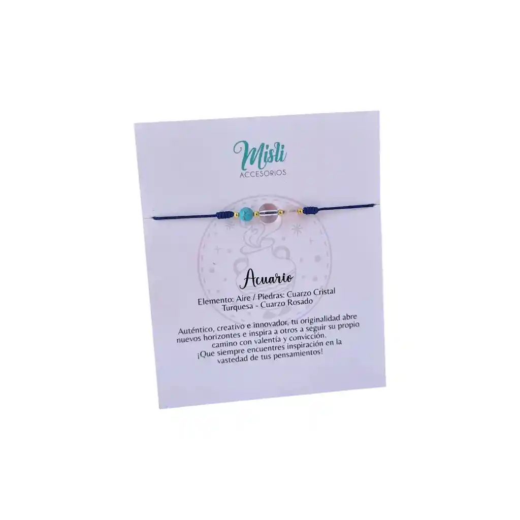 Acuario Pulsera Signo Zodiacal - Cuarzos / Piedras Naturales