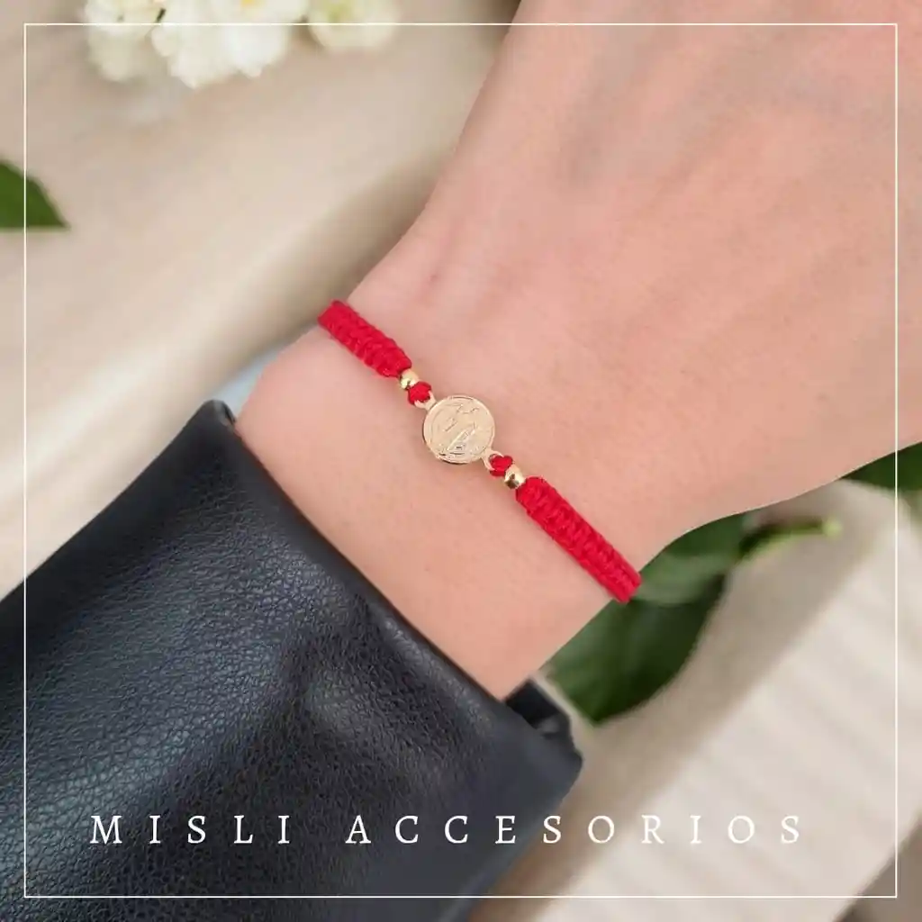 Pulsera Tejida Medalla De San Benito - Manilla De Protección Color A Elección