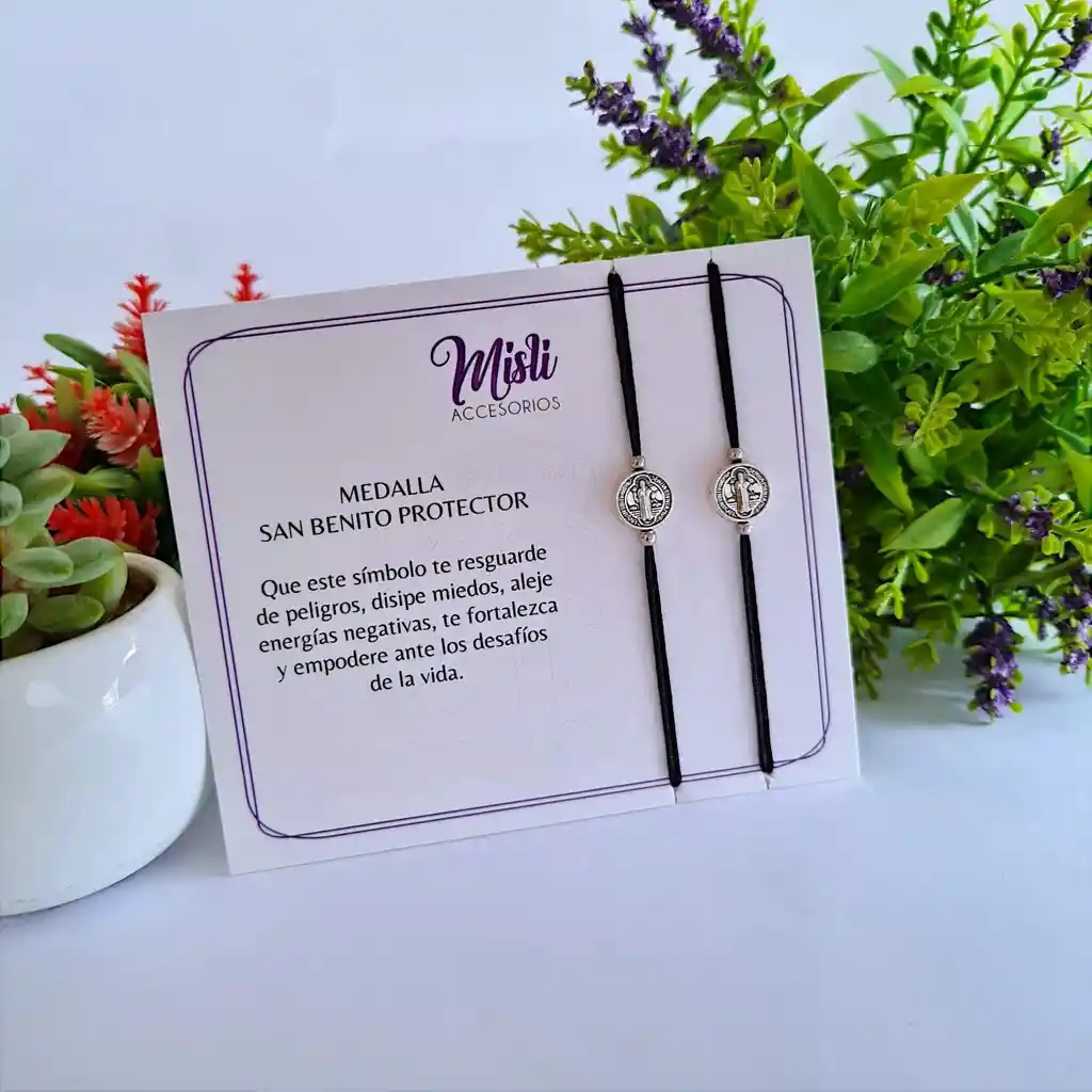 Set Pulseras Medalla San Benito Protector - Manillas Para Compartir