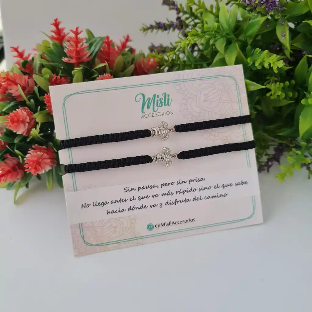 Set Pulseras Tejidas Tortugas - Manillas Para Compartir