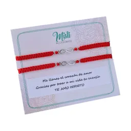 Set Pulseras Tejidas Para Compartir Dije Infinito